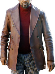 Nick Fury Jacket - Men Brown Lapel Collar Coat - Men Brown Blazer