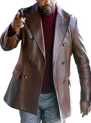 Nick Fury Jacket - Men Brown Lapel Collar Coat - Men Brown Blazer