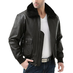 Black Winter Shearling Jacket For Men