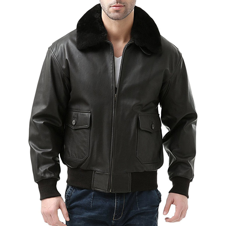 Black Winter Shearling Jacket For Men