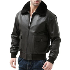 Black Winter Shearling Jacket For Men