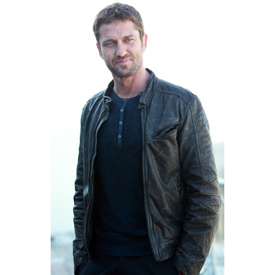 Gerard Butler Olympus Has Fallen Mike Banning Black Leather Jacket