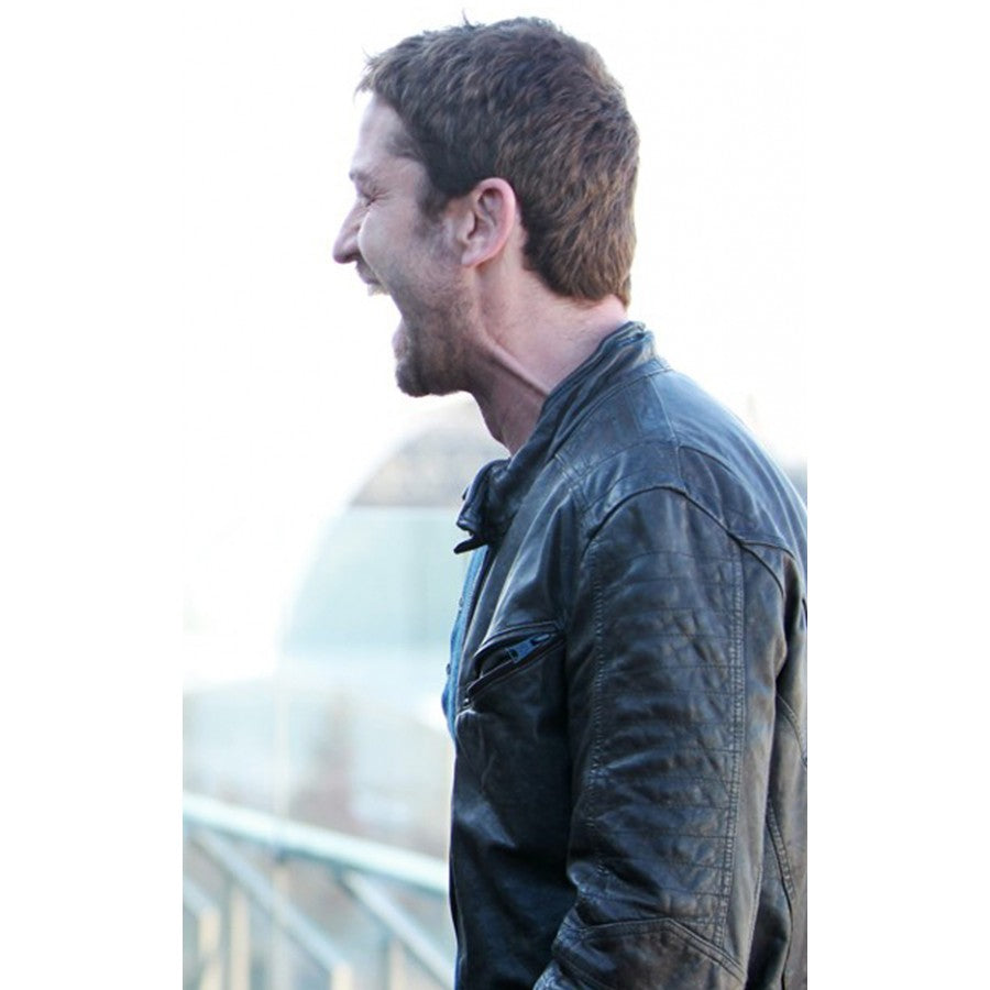 Gerard Butler Olympus Has Fallen Mike Banning Black Leather Jacket