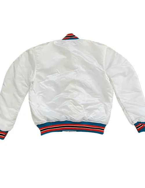 90’s Florida Marlins Baseball Team Unicex White Satin Varsity Bomber Jacket