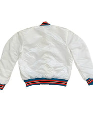 90’s Florida Marlins Baseball Team Unicex White Satin Varsity Bomber Jacket