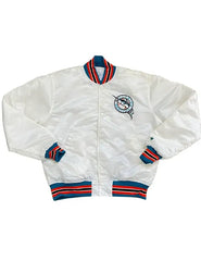 90’s Florida Marlins Baseball Team Unicex White Satin Varsity Bomber Jacket