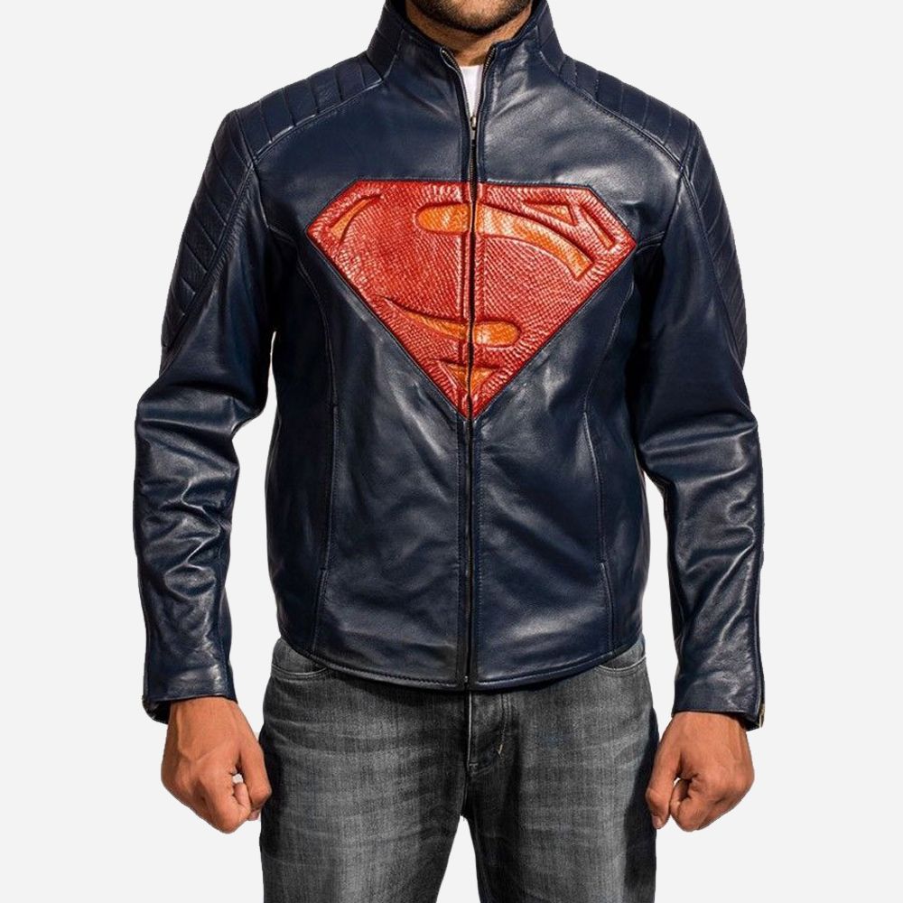 Superman Man Of Steel Blue Leather Jacket