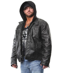AJ Styles Leather Jacket with Hoodie