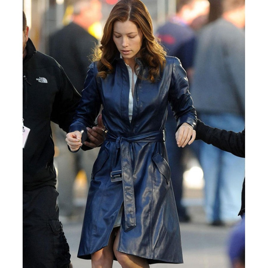 A Team Jessica Biel Leather Overcoat