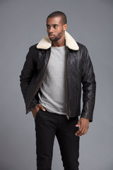 Black Leather Winter Shearling Jacket