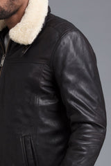 Black Leather Winter Shearling Jacket