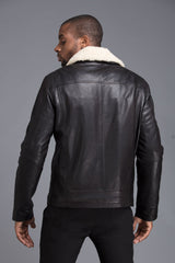 Black Leather Winter Shearling Jacket