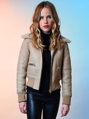 Halston Sage Leather Fur Jacket