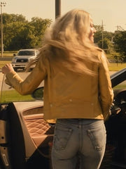 Landman Ali Larter Gold Leather Biker Jacket
