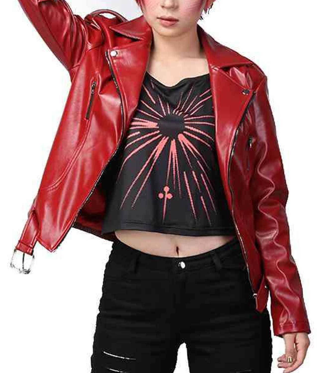 Olivia Cooke Ready Player One Red Leather Jacket