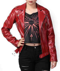 Olivia Cooke Ready Player One Red Leather Jacket