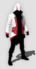 Connor Kenway Assassins Creed White and Red Hoodie Coat