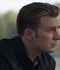 Avengers Endgame Steve Rogers Chris Evans Black Biker Leather Jacket