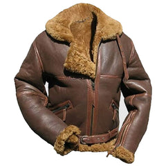 Aviator Pilot Flying Fur Shearling B3 Raf Brown Jacket