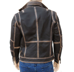 Brown Distressed Modified Leather Jacket For Men