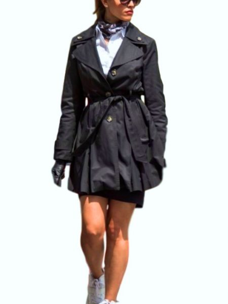 Baby Driver Eiza González Black Cotton Coat