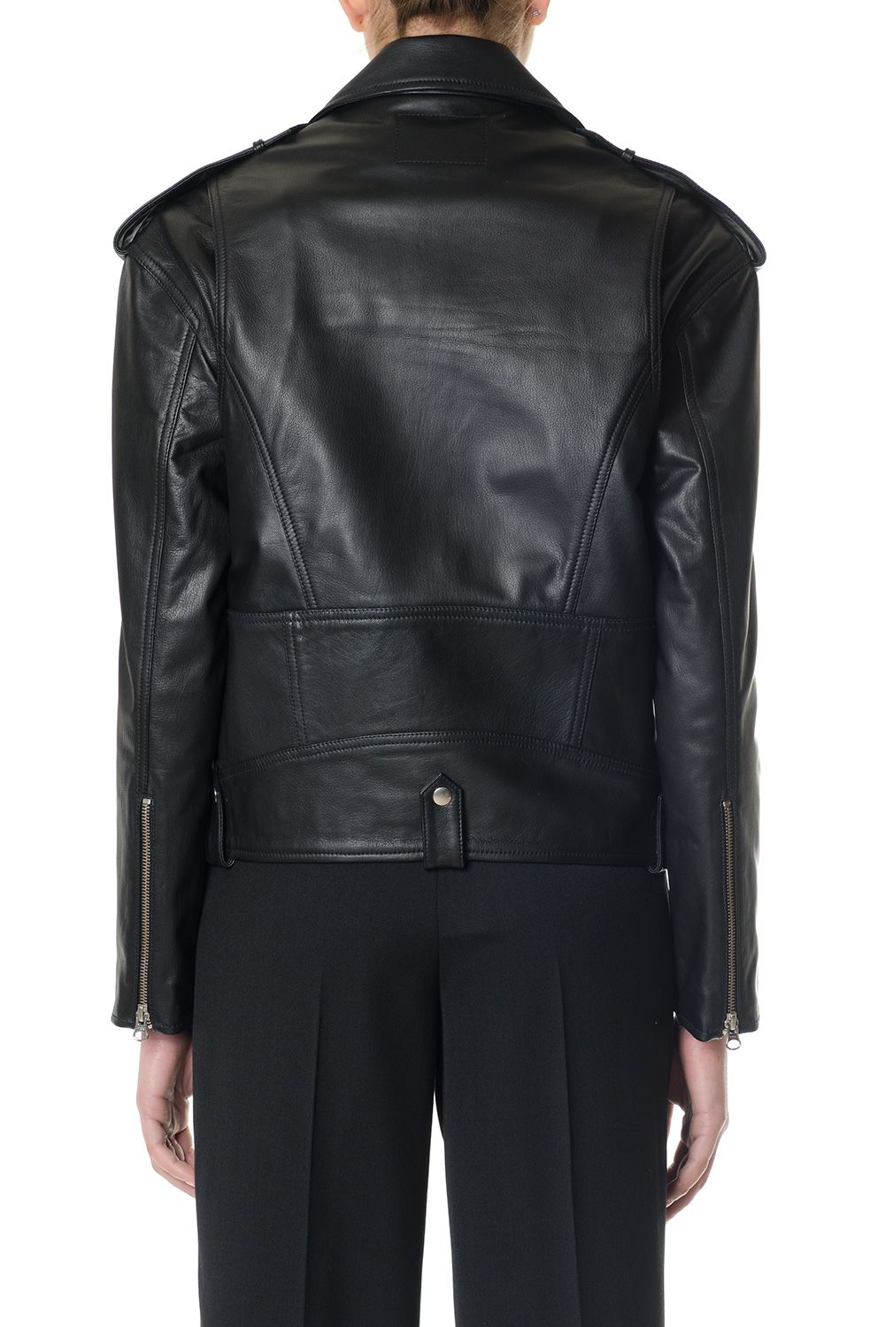 BIKER QUEEN BLACK ZIPPED LEATHER JACKET