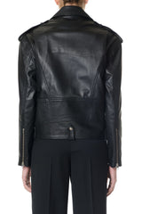 BIKER QUEEN BLACK ZIPPED LEATHER JACKET