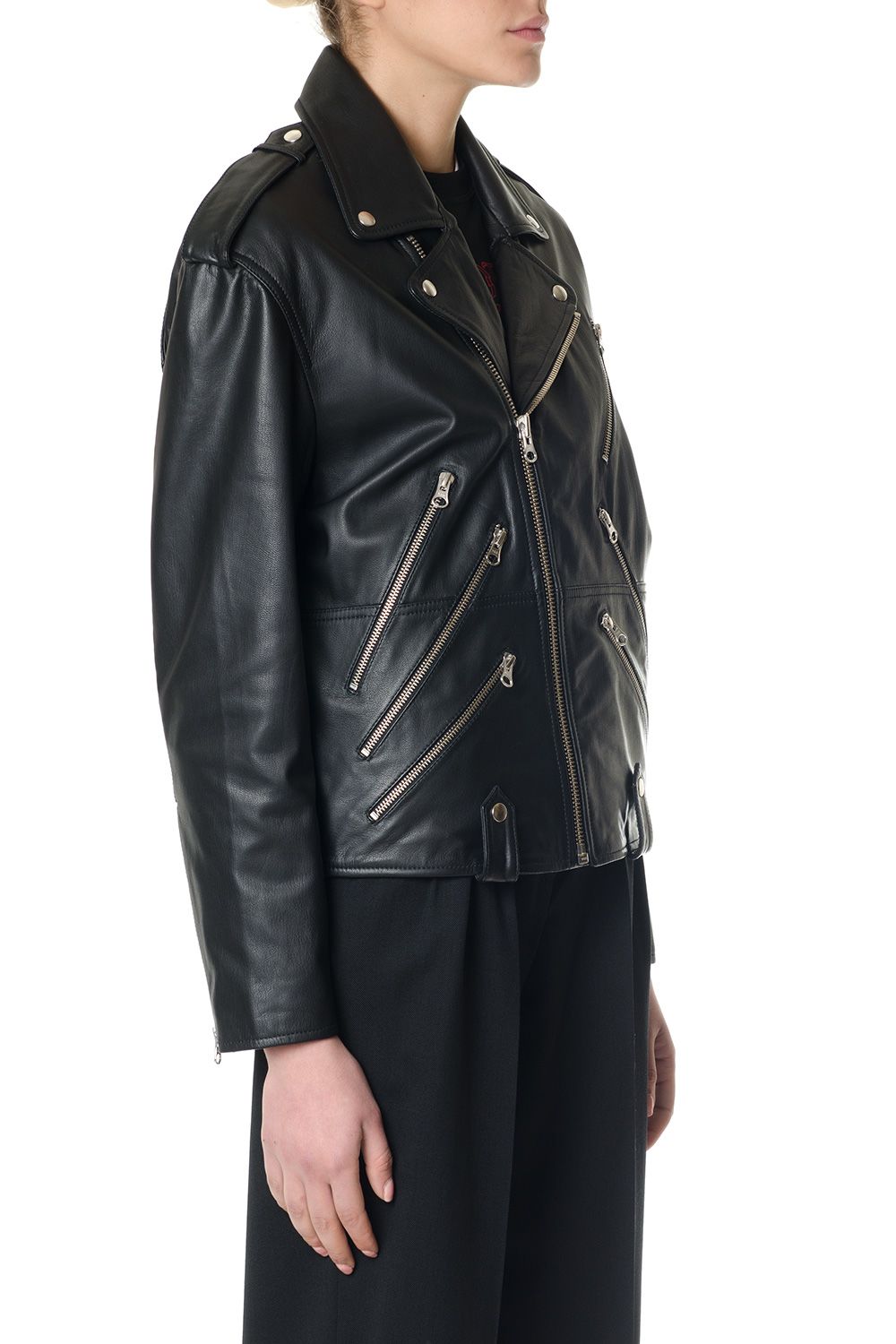 BIKER QUEEN ZIPPED LEATHER JACKET