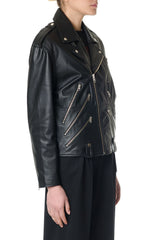 BIKER QUEEN ZIPPED LEATHER JACKET