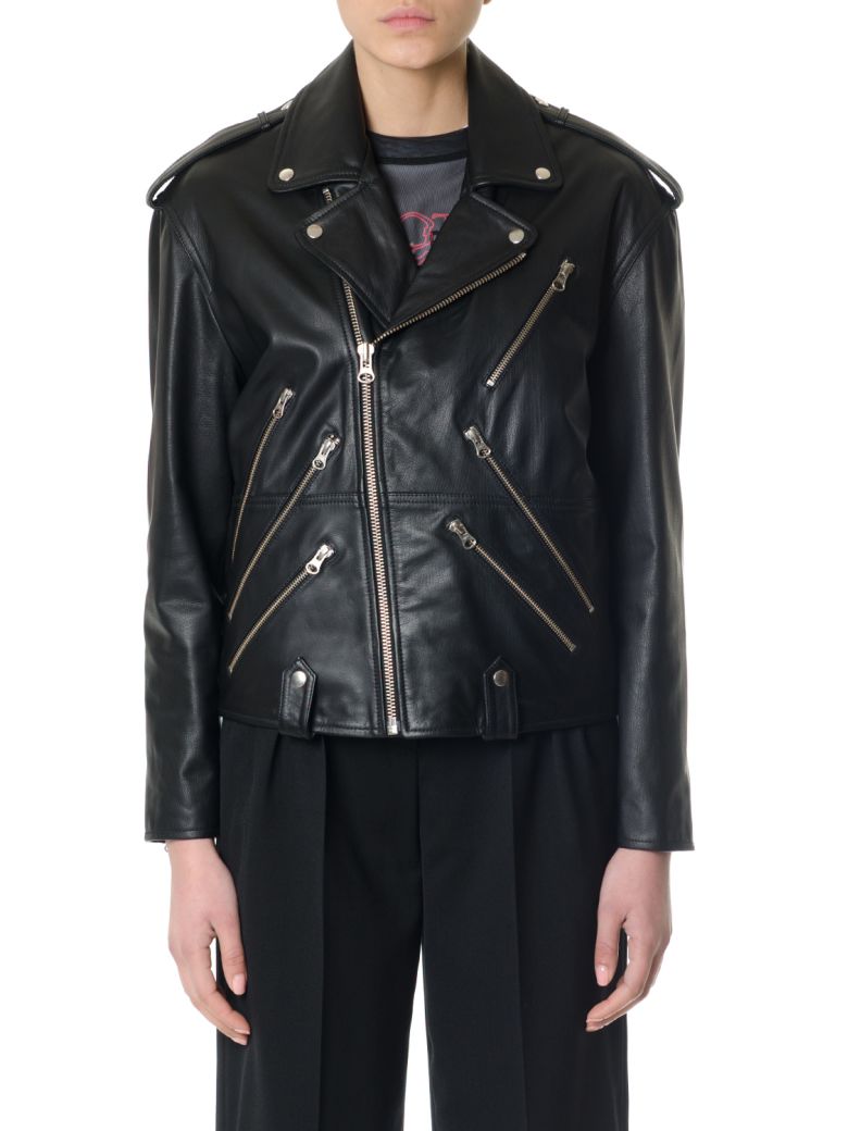 BIKER QUEEN ZIPPED LEATHER JACKET