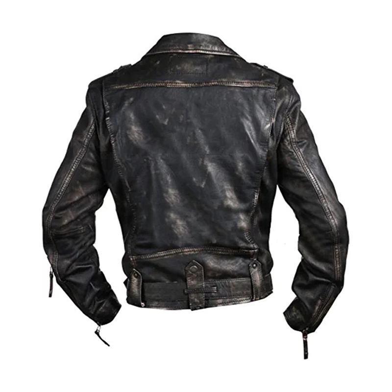 Black Leather Jacket Brando Biker Vintage Cafe Racer