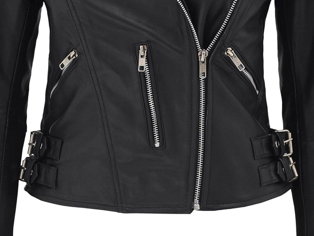 Women's Asymmetrical Quilted Biker Leather Jacket