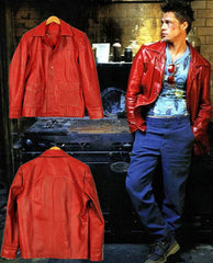 Fight Club Tyler Durden Red Leather Jacket For Men