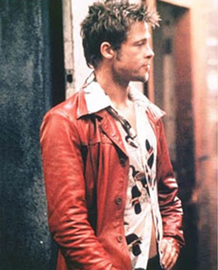 Fight Club Tyler Durden Red Leather Jacket For Men