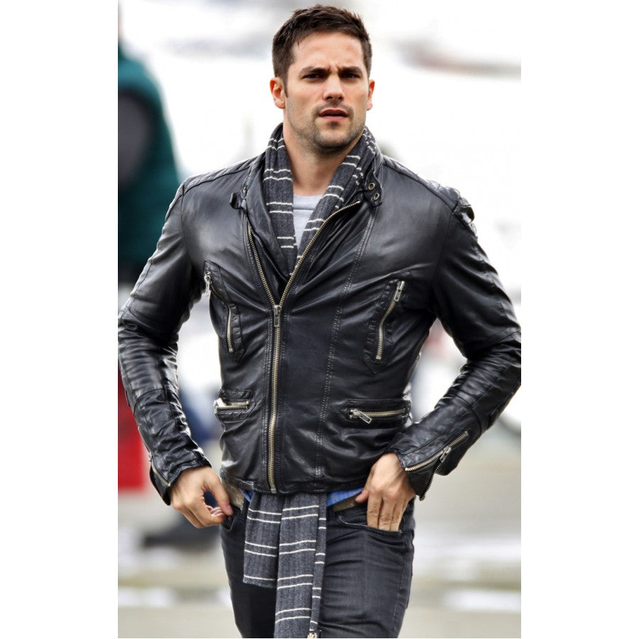 Brant Daugherty Fifty Shades Freed Black Leather Jacket