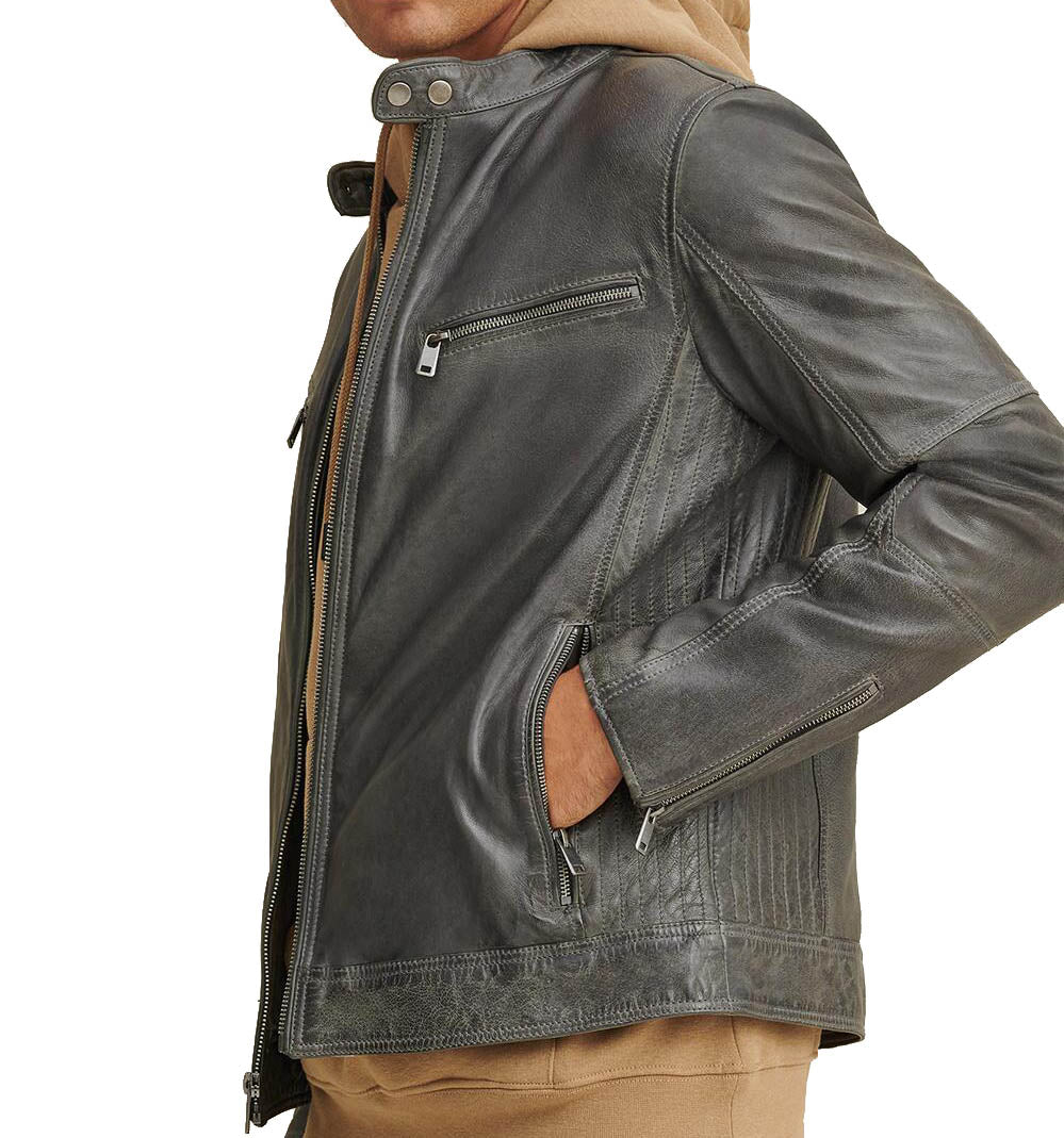 Brent Leather Moto Jacket For Men