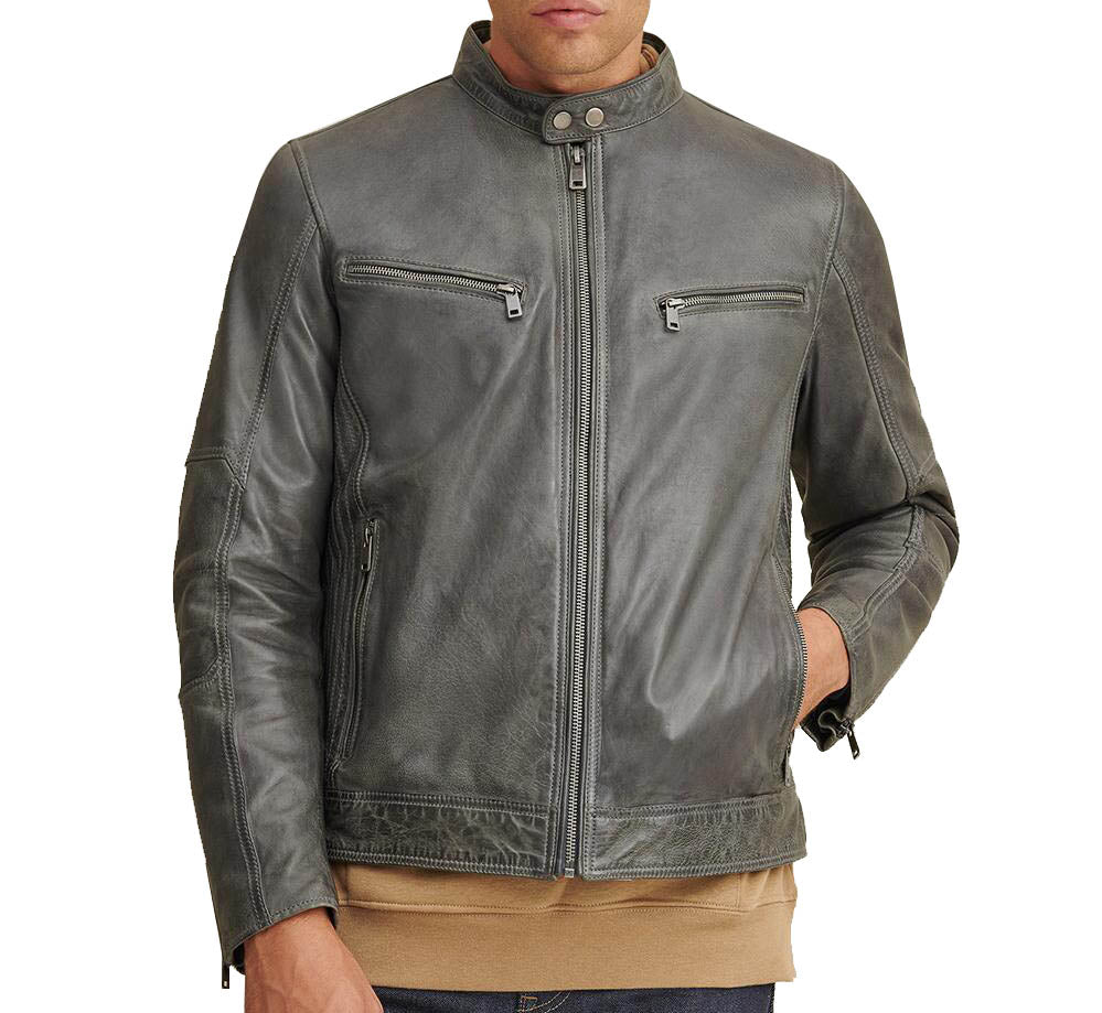 Brent Leather Moto Jacket For Men