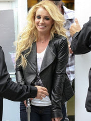 Britney Spears Black Quilted Leather Jacket