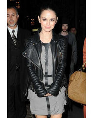 Burberry Prorsum Rachel Bilson Black Biker Jacket