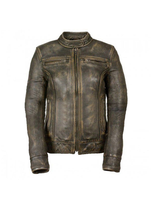 Cafe Racer Vintage Triple Stitch Women Jacket