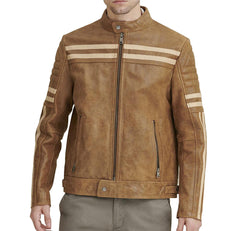 Carl Moto Jacket with Chest Stripe