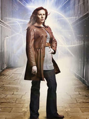 Catherine Tate Brown Leather Coat