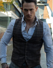 Charlie’s Angels Jonathan Tucker Brown Checkered Vest