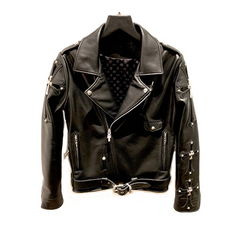 Chrome Hearts Black Biker Leather Jacket