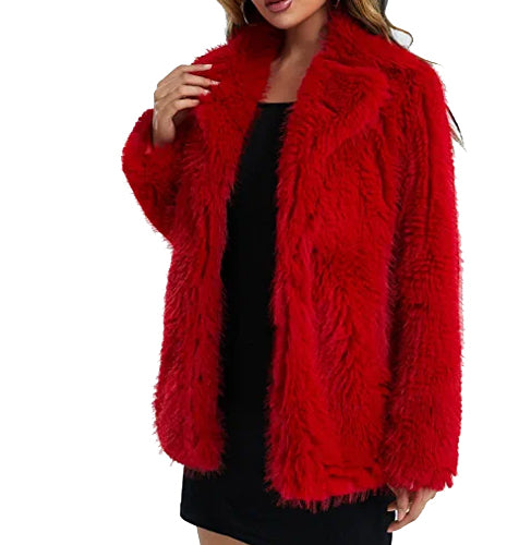 Cropped Smooth Fur Red Women Jacket