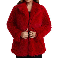 Cropped Smooth Fur Red Women Jacket