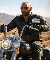 Dave Bautista The Wrecking Crew 2026 Black Leather Jacket