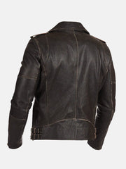 Vintage Cafe Racer Distressed Black Leather Jacket