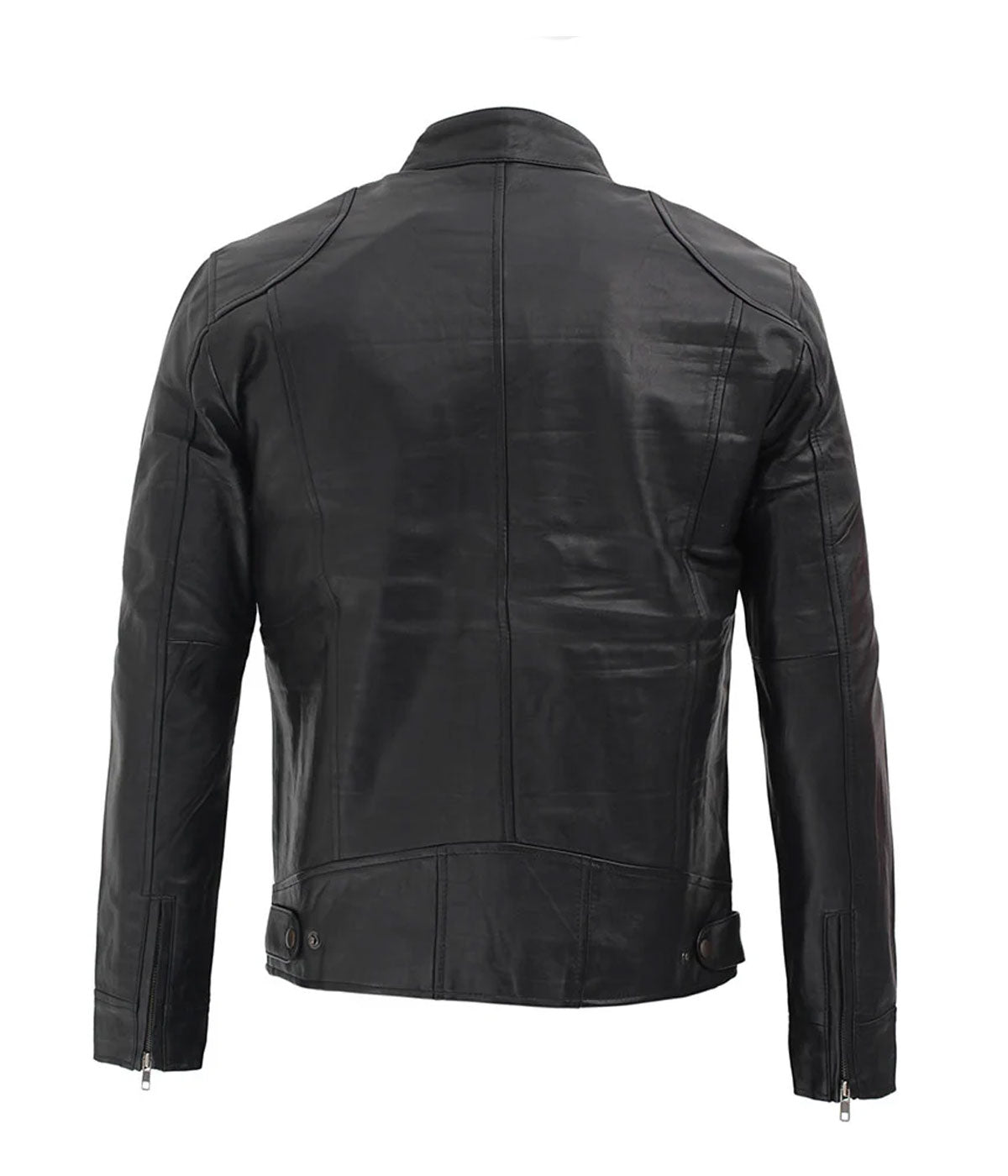 Dodge Black Mens Cafe Racer Leather Jacket
