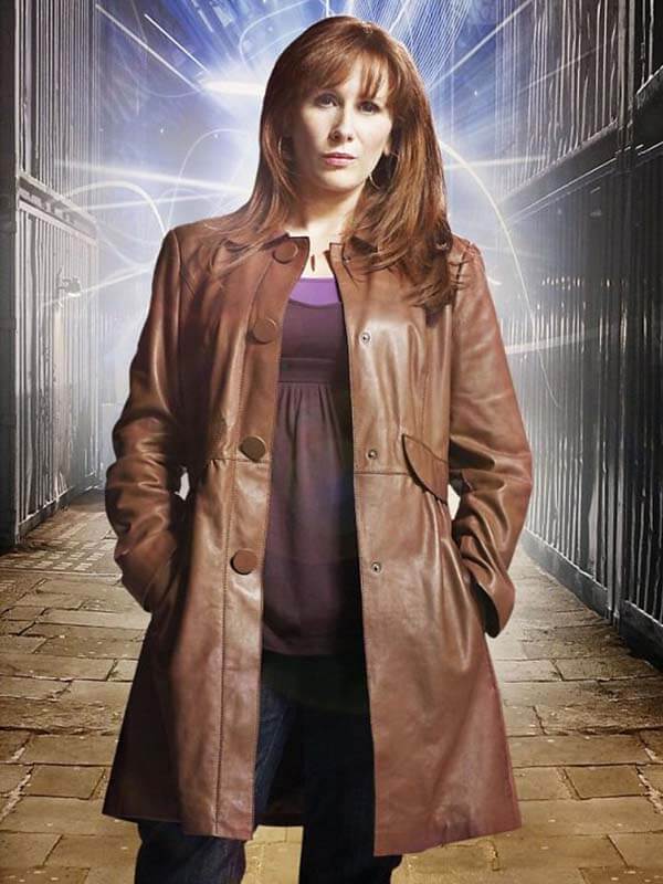 Catherine Tate Brown Leather Coat